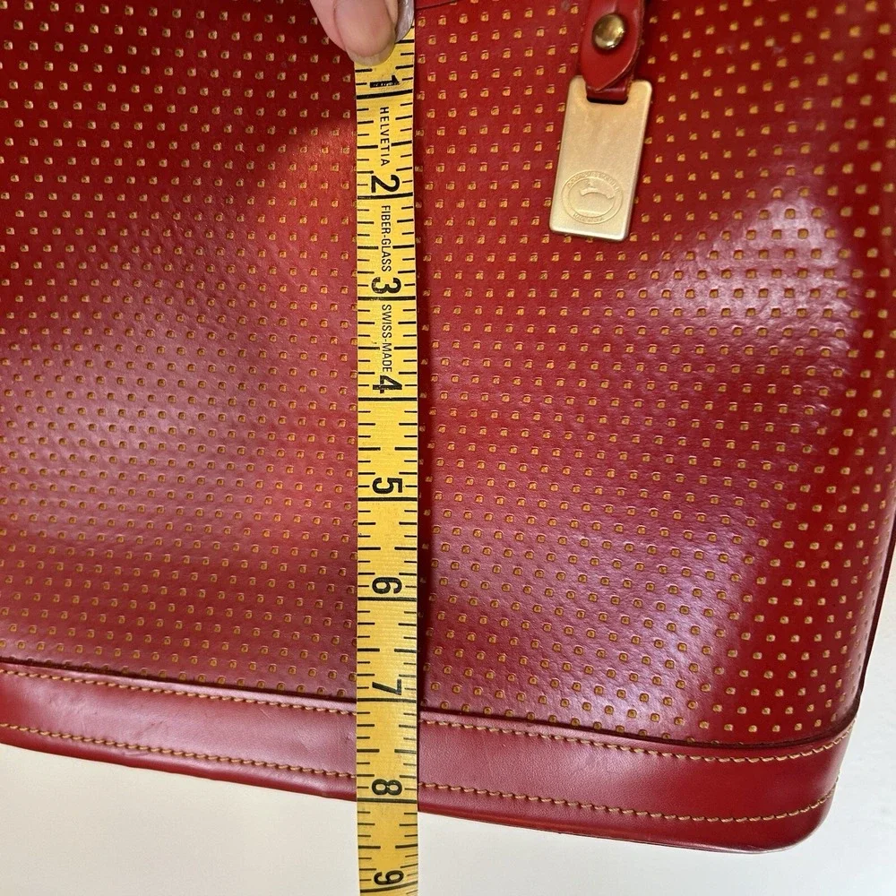 Dooney & Bourke Hobo Zip Top Red Perforated Leather Bag Footed Bottom EUC